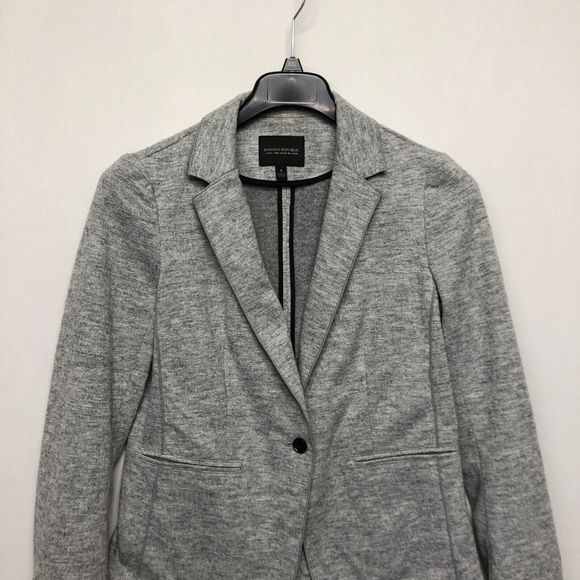 Banana Republic Women Long and Lean Knit Blazer Jacket Size 8 Gray M127 -12 - Picture 11 of 15